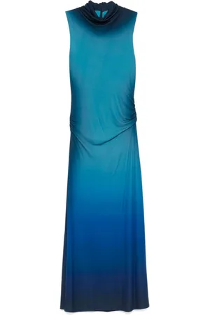 Simkhai Kjole, Dame, Blå, L, Rayon, Kromatisk Teal Ombre Ærmeløs Midi Kjole