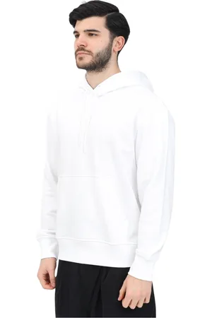 Calvin Klein Sweathshirts & Hoodies, Herre, Hvid, XL, Bomuld, Hvid hættetrøje med abstrakt grafisk print