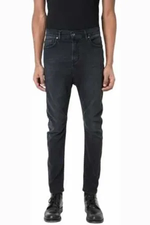 LA HAINE INSIDE US Jeans, Herre, Sort, S, Bomuld, Sorte strækjeans med knæsømme
