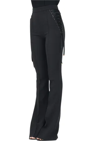 Elisabetta Franchi Bukser, Dame, Sort, L, Polyester, Sorte Elegante Bukser med Høj Talje