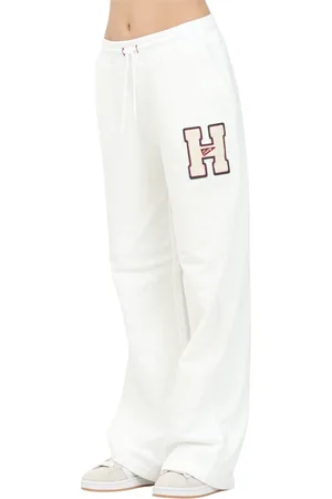 Tommy Hilfiger Bukser, Dame, Hvid, XS, Bomuld, Hvide sporty bukser med bredt ben