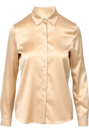 pennyblack Bluser & Skjorter, Dame, Brun, XL, Satin, Silk Satin Brun Skjorte Stretch Krave
