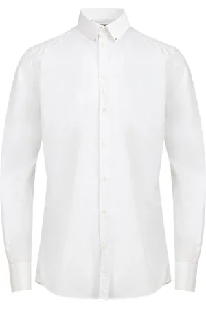 Dolce & Gabbana Skjorte, Herre, Hvid, 2XL, Bomuld, Logo Bomuld Skjorte