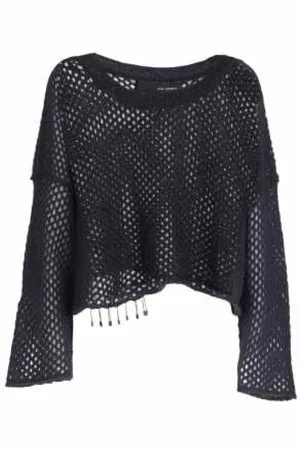 ISABEL BENENATO Strik, Dame, Sort, M, Uld, Sort Sikkerhedsnål Sweater Oversized