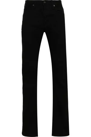 Tom Ford Jeans, Herre, Sort, W33, Bomuld, Bomuldsblandede Jeans med Læderlogo