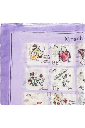 Moschino Tilbehør, unisex, Lilla, ONE SIZE, Silketørklæde med tryk