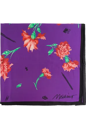 Moschino Tilbehør, unisex, Lilla, ONE SIZE, Silketørklæde med blomstermønster
