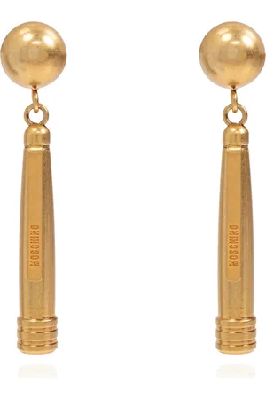 Moschino Tilbehør, Dame, Gul, ONE SIZE, Uld, Øreringe med pen-motiv