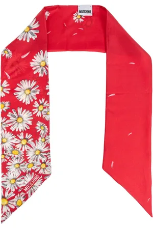 Moschino Tilbehør, Dame, Rød, ONE SIZE, Silketørklæde med blomstermønster