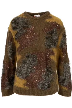 SEMICOUTURE Strik, Dame, Flerfarvet, S, Uld, Camouflage Uldblanding Sweater