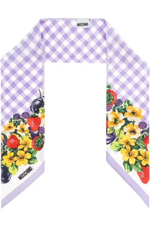 Moschino Tilbehør, Dame, Lilla, ONE SIZE, Silketørklæde med print