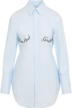Jean Paul Gaultier Bluser & Skjorter, Dame, Blå, M, Bomuld, Babyblue Skjorte med Stil