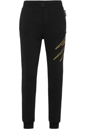 Philipp Plein Bukser, Herre, Sort, S, Bomuld, Joggingbukser i bomuld sort og guld