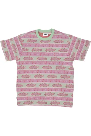 Obey Top, Herre, Flerfarvet, L, Bomuld, Grøn Fig Multi Kortærmet Tee