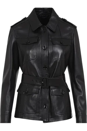 Tom Ford Jakke, Dame, Sort, XS, Læder, Sort Læder Safari Jakke