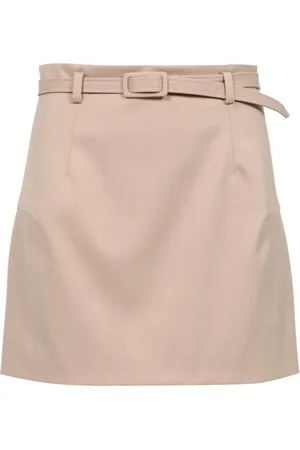 ERIKA CAVALLINI Nederdel, Dame, Brun, S, Uld, Uld Gabardine Crop Nederdel med Bælte