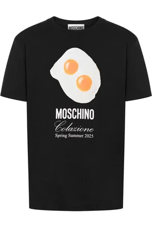 Moschino Top, Herre, Sort, L, Bomuld, Breakfast Print Crew Neck T-shirt Sort
