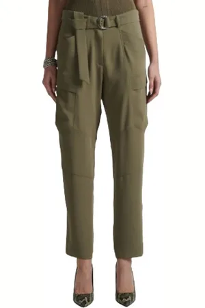 BARBARA BUI Bukser, Dame, Grøn, L, Luksus Khaki Bukser Montpellier Coqueline Stil