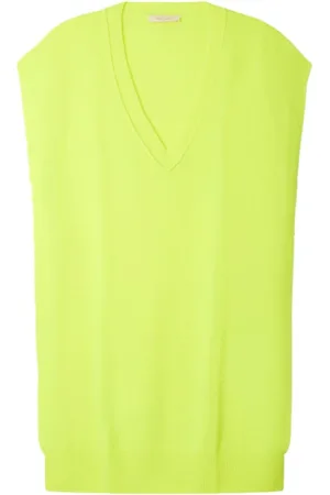 Mes Demoiselles Jakke, Herre, Grøn, S, Uld, Fluorescerende gul Kashmir V-hals sweater