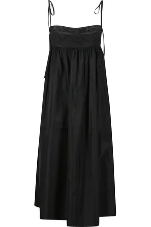 Cecilie Bahnsen Kjole, Dame, Sort, M, Uld, Taffeta Lace-Up Midi Kjole