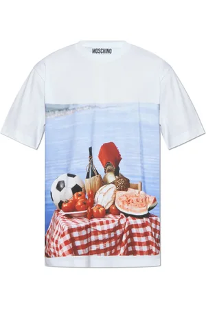 Moschino Top, Herre, Hvid, L, Bomuld, T-shirt med tryk