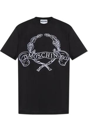 Moschino Top, Herre, Sort, L, Bomuld, T-shirt med broderet logo