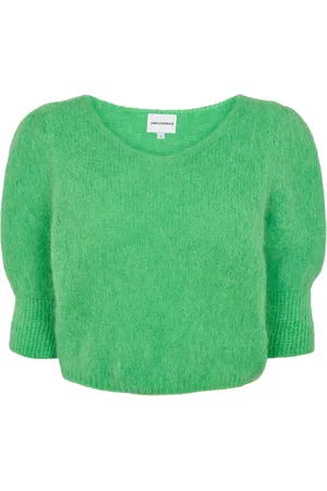 American Dreams Strik, Dame, Grøn, M, Uld, Bright Alpaca Pullover Stilfuldt Strik