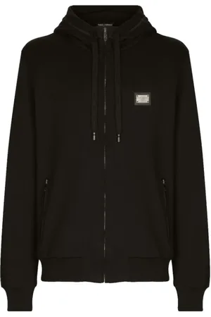 Dolce & Gabbana Sweathshirts & Hoodies, Herre, Sort, S, Bomuld, Jersey Zip-up Hoodie