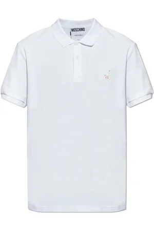 Moschino Top, Herre, Hvid, XL, Bomuld, Bomuldspolo med logo