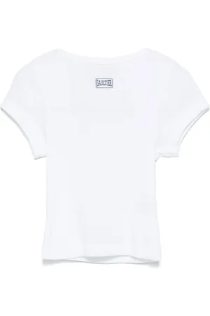 Jean Paul Gaultier Top, Dame, Hvid, L, Uld, Stilfuldt Baby Tee til Crop Look