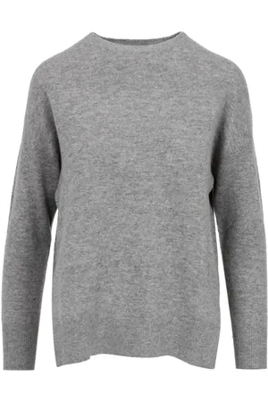 Kaos Strik, Dame, Grå, S, Uld, Lys Grå Uld Crew Neck Sweater