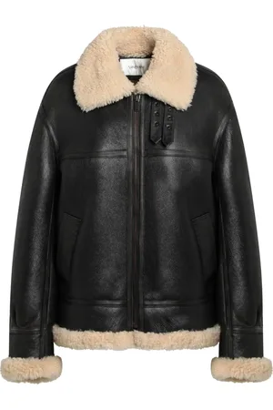 Saint Laurent Jakke, Dame, Sort, XS, Læder, Shearling Læderjakke
