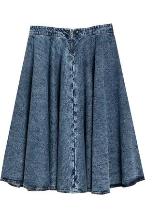 Alaïa Nederdel, Dame, Blå, XS, Denim, Plisseret nederdel i trendy stil