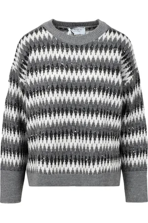 Kaos Strik, Dame, Grå, L, Uld, Diamant Paillet Uld Blend Sweater