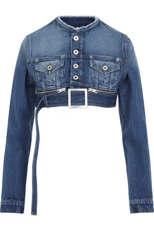 Jean Paul Gaultier Jakke, Dame, Blå, S, Denim, Vintage Cropped Denim Jacket