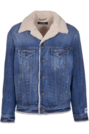 Dolce & Gabbana Jakke, Herre, Blå, L, Denim, Teddy Denim Jakke med Logo Knapper