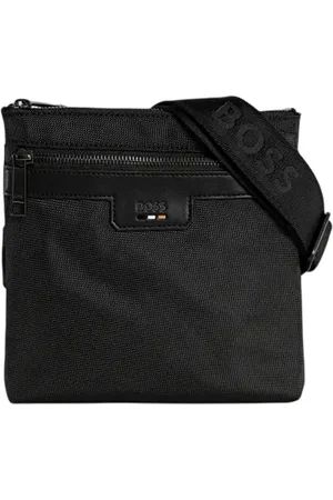 HUGO BOSS Taske, Herre, Sort, ONE SIZE, Uld, Tekstureret Crossbody Taske med Logo Lynlås