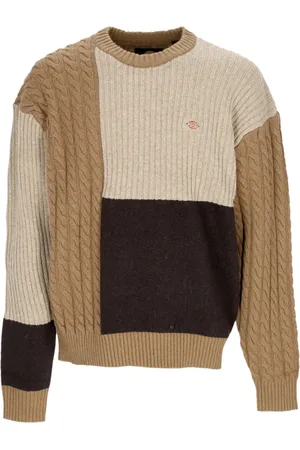 Dickies Strik, Herre, Brun, XL, Bomuld, Patchwork Crewneck Sweater Sort