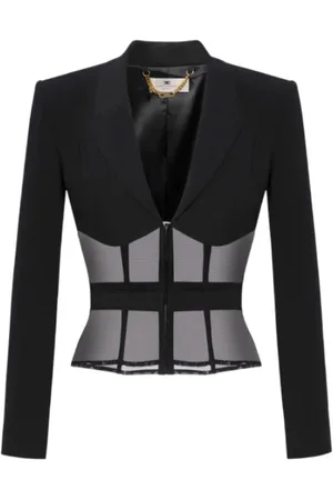 Elisabetta Franchi Jakke, Dame, Sort, M, Tyl, Elegant sort jakke med tylindsats
