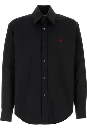 Alexander McQueen Skjorte, Herre, Sort, L, Polyester, Dobbelt Manchet Stand Skjorte