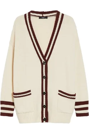 Max Mara Strik, Dame, , M, Bomuld, Stribet Bomuldscardigan