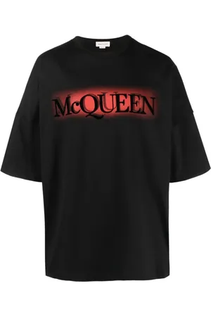 Alexander McQueen Top, Herre, Sort, XL, Bomuld, Logo Print T-Shirt Sort/Rød