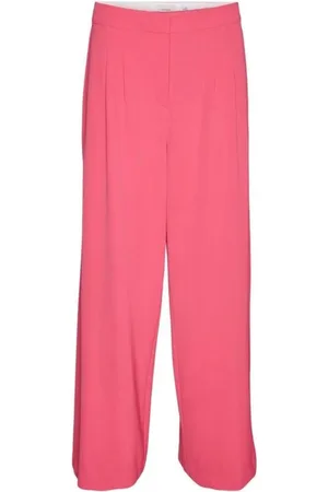 VERO MODA Bukser, Dame, Lyserød, M L32, Polyester, Rosa Palazzo Bukser med Elastan