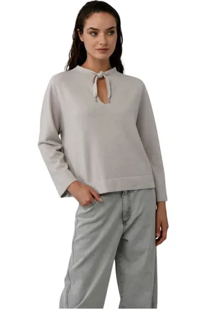 PANICALE Strik, Dame, Grå, L, Uld, Dråbeudskæring Uld Kashmir Sweater