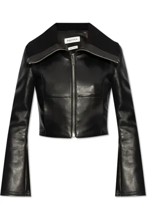Alexander McQueen Jakke, Dame, Sort, XS, Læder, Læderjakke