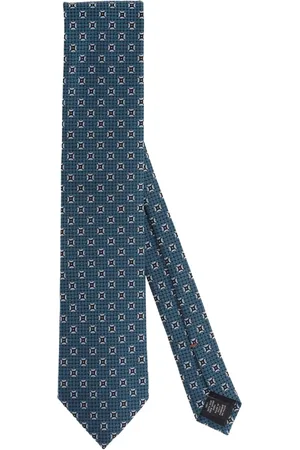 Ermenegildo Zegna Tilbehør, unisex, Blå, ONE SIZE, Blå Silke Mikro Mønster Slips