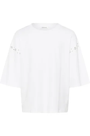 Karen by Simonsen Top, Dame, Hvid, 2XS, Bomuld, Bright Tee Top med Smarte Detaljer