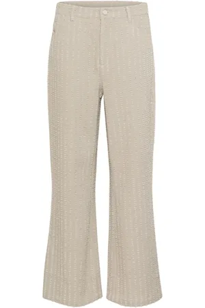 Karen by Simonsen Bukser, Dame, Grå, 3XL, Bomuld, Straight-leg bukser i Flint