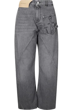 J.W.Anderson Jeans, Dame, Grå, W24, Denim, Logo Denim Jeans med Ankerbroderi