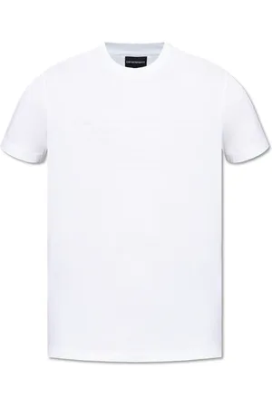 Emporio Armani Top, Herre, Hvid, XL, Bomuld, T-shirt med logo